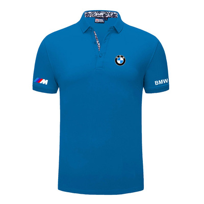 2022 Polo BMW Homme Ajusté Logo et Liseré Contrasté Col Boutonné Manche Courte